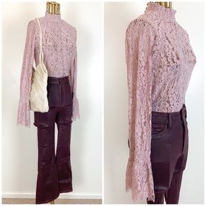 Bar III | Blush Romantic Floral Lace Bell Sleeve